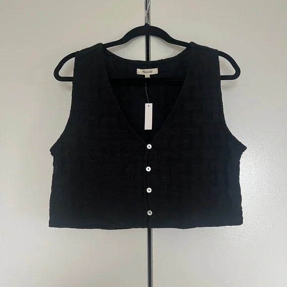 Madewell Black Textured Tank Top - Picture 1 of 1